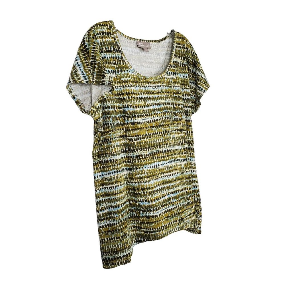 J Jill Size M Shirt Perfect Pima Tee Scoop Neck Curve Hem 100% Cotton Cap Sleeve